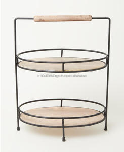 Support à gâteau rond métallique et en bois personnalisé avec prise ferme pour la décoration intérieure à des fins occasionnelles de fête de mariage - Product Image 2