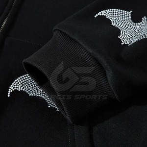 Sudadera con capucha de diamantes de imitación para hombre, tela mezclada de algodón con adorno de diamante brillante para estilo callejero Hip Hop - Product Image 6