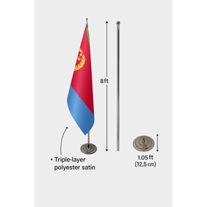 Drapeau d'intérieur officiel de l'Érythrée avec logo personnalisé, impression numérique sur soie et polyester, mât en aluminium pour utilisation automobile - Product Image 6