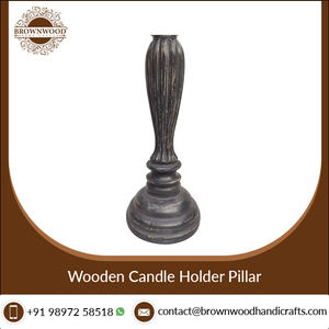 Pilier de bougeoir en bois fait à la main de style antique blanc gris avec un design unique de haute qualité du fabricant indien. - Product Image 3