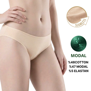 Braguitas de bikini sin costuras para mujer, de talle medio, mezcla de algodón y modal, ropa interior lisa en colores surtidos - Product Image 4