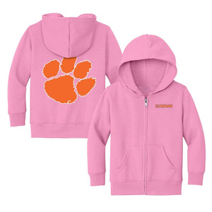 Clemson University Classic Men's 100% Cotton Fleece Hoodies Patrón sólido Logotipo apilado Cuello redondo bordado para primavera - Product Image 4
