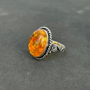 Cena Venta caliente Nueva forma ovalada de ámbar Báltico 925 Anillos de plata esterlina, anillo de plata original al por mayor Precio de fábrica - Product Image 2