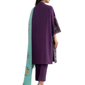 Traje de Tres Piezas Shalwar Kameez de Terciopelo Bordado de Diseñador, Ropa de Fiesta de Invierno para Mujer, Vestido Étnico con Pantalón para Mujer - Product Image 2