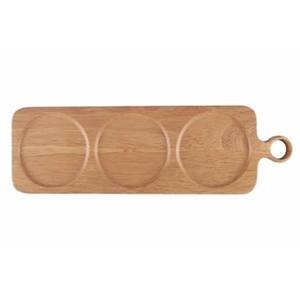 Tabla para servir de madera de caucho con tres secciones, perfecta para servir aperitivos, salsas y salsas, bandeja para servir de madera - Product Image 2