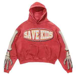 Sweat-shirts personnalisés pour hommes en tissu jersey 100% coton écologique et durable, broderie de haute qualité, patchs usés - Product Image 3