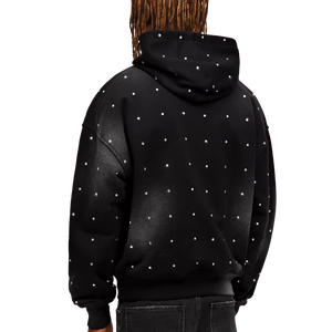 Sweat-shirts à capuche pour hommes en molleton de coton, coupe ample, personnalisables avec des pierres en diamant par transfert thermique, effet délavé au soleil personnalisé de 3 mm - Product Image 1