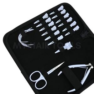 Kit d'outils pour extensions de cheveux de salon, pince à sertir micro-perles blanche avec aiguilles courbées, pinces à cheveux, anneau de séparation pour tresses, petit ciseau - Product Image 3