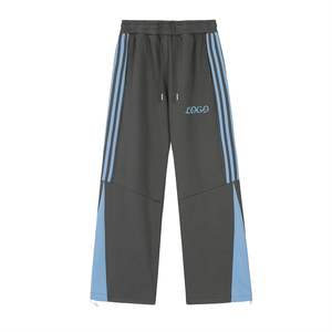 Men's Heavyweight Cotton Wide Leg Sweatpants 3D Puff Print Stripe Streetwear Style High Baggy Flare Pants Dark Stacked Pattern - Product Image 4