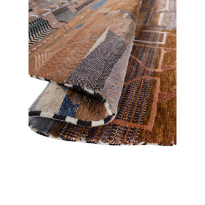 Alfombra Geométrica Grande Freedom Manchaha de Lana y Seda de Bambú, Anudada a Mano, en Rojo y Naranja, para Hogar y Pasillo - Les-8389 - Product Image 2