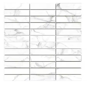 White Carara Metallic Collection 300x300mm Mosaico Decoración de pared Tira lineal Azulejos de porcelana para salpicaduras 30x30cm para Europa EE. UU. - Product Image 1