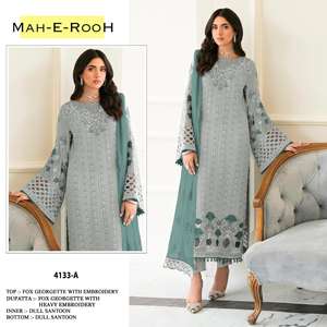 Georgette de renard lourd élégant à la mode élégant avec broderie multi-fils Salwar costume fabricant de l'Inde - Product Image 2