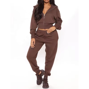 Ensemble de survêtement décontracté 2 pièces pour femme, couleur unie, printemps, écologique, léger, avec sweat à capuche et sweat-shirt personnalisables - Product Image 6