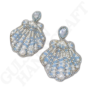 Pendientes Colgantes Doris con Cuentas y Flores Plateadas, Joyería Artesanal Inspirada en el Océano, Intrincado Trabajo de Cuentas, para Fiesta de Mujer - Product Image 6