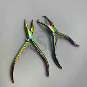 Vente chaude pince d'extension de cheveux en acier inoxydable de qualité chirurgicale Kit d'outils multicolores arc-en-ciel outils d'extension de cheveux en gros - Product Image 3