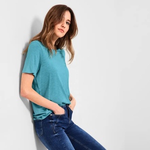 T-shirt décontracté pour femme à col rond, personnalisé, imprimé sérigraphié et brodé, en coton et polyester, anti-boulochage, respirant – Grande Vente - Product Image 5