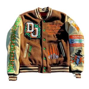 OEM personalizado Unisex High Street invierno Universidad Varsity chaquetas Lettermen Vintage BK Pop Chenille parches hombres soporte con capucha - Product Image 3