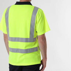Meilleur fournisseur de vêtements de travail de sécurité réfléchissants à haute visibilité, polo pour homme, polo à séchage rapide, couleur unie - Product Image 6