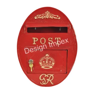 Прямая поставка GR Королевская корона Овальный почтовый ящик по оптовой цене от Индии, популярный чугунный почтовый ящик и уличный общественный почтовый ящик
