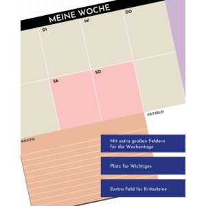 Planificateur hebdomadaire 2026 avec design color block, calendrier de bureau en papier avec 25 feuilles détachables - Product Image 3