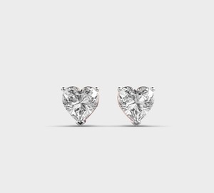 IGI Certified Heart Cut Lab Grown Diamond Stud <b>Earrings</b> 14K Rose / Yellow / White Gold Solitaire Heart Diamond <b>Earrings</b> - Product Image 1