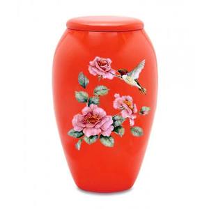 Urne de crémation en laiton de haute qualité cendres adultes finition nickel élégante conception de colibri violet vif navire commémoratif d'inhumation Prisma - Product Image 5