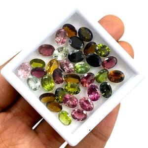 Piedras preciosas facetadas de corte ovalado de turmalina Natural de 8x10mm para fabricación de joyas, cuentas sueltas calibradas de piedra de turmalina múltiple al por mayor - Product Image 4
