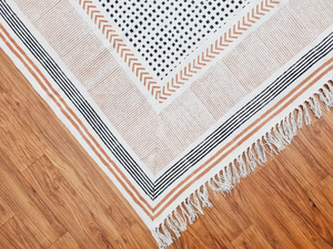 Alfombra de algodón con estampado de bloques, alfombra India hecha a mano, alfombra decorativa Dhurrie para sala de estar - Product Image 4