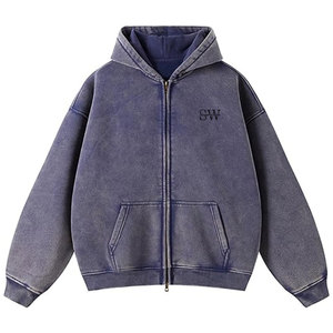 Sweat-shirts unisexes personnalisés, effet usé, délavés à l'acide, déchirés, streetwear, coton lourd, sweat à capuche, design délavé au soleil, pour hommes - Product Image 1