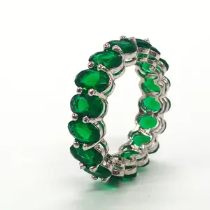 2024 Latest Design Best Selling Elegant Design Diamond Sparkling Green Stone Ring for Women Available at Bulk Price