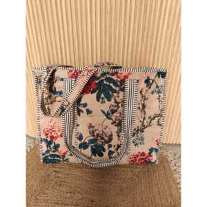 Bolso Tote Cuadrado Beige Botanic Bae con Cremallera, Algodón y Algodón Reciclado, Colores Mezclados, Producto Promocional - Product Image 4