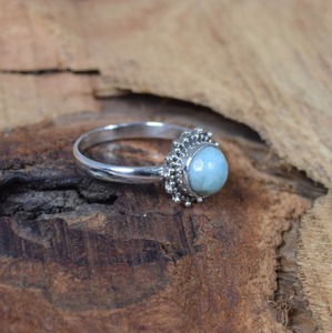 925 Sterling Silver Larimar Gemstone Ring Jewelry Handmade Silver Boho Style Ring Jewelry For Women Wedding Gift For <b>Wife</b> - Product Image 3