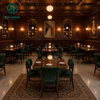 Ensemble de meubles de restaurant de luxe Ron Group, table rectangulaire en bois massif, chaise rembourrée, banquette capitonnée en velours marron