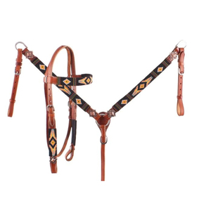 Ensemble de pinces Western équestres fabriquées à la main New Look Horse Bridle avec Fancy Bull-Horse Design avec Headstall et Plastron - Product Image 4