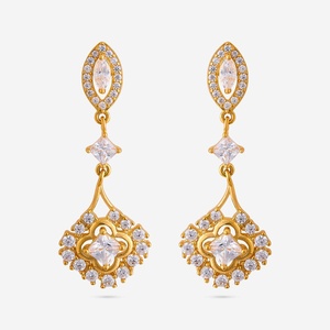 Pendientes de Plata 92.5 con Colgante, Diseño Moderno de Pluma, Flor y Perla Geométrica, para Bodas, Fiestas o Regalo -191588 - Product Image 1
