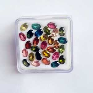 Piedra de corte ovalado calibrada de turmalina múltiple natural de 4x6mm para ajuste de anillo y colgante cuentas de piedras preciosas de turmalina sueltas a granel - Product Image 1