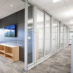 Mampara <span class=keywords><strong>de</strong></span> Oficina, División <span class=keywords><strong>de</strong></span> Espacios Visualmente Atractiva, Biombo <span class=keywords><strong>de</strong></span> <span class=keywords><strong>Vidrio</strong></span> Templado con Marco <span class=keywords><strong>de</strong></span> Aluminio - Product Image 2