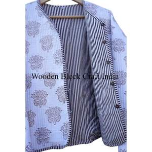 Chaqueta Acolchada de Algodón Indio Hecha a Mano, Estilo Vintage, Reversible, con Estampado Kantha, Elegante, para Mujer, Ropa Ecológica de Invierno - Product Image 5