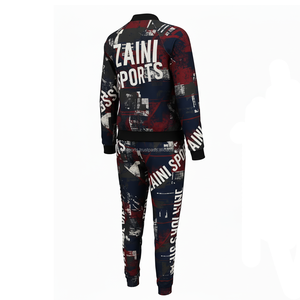 Survêtement pour femmes GSM Soft Polyester Spandex Fabric Stylish Red Blue Printed Design Custom Logo Heat Transfer Tracksuits Plus size - Product Image 5