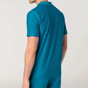 Polo de Punto de Manga Corta para Hombre, Color Sólido, Corte Regular, Estilo Casual, Azul - Product Image 3