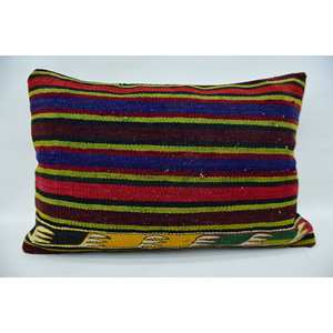 Multicolor Kantha Patchwork Lana Almohada 16x24 Pulgadas Tejido Vintage Patrón - Product Image 1