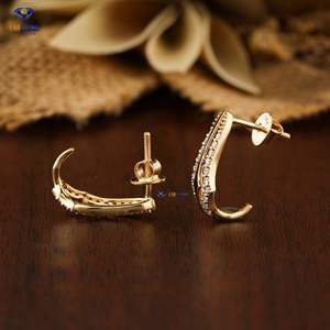 0.432 TDW boucle d'oreille ronde en diamant taillé en brillant or blanc 18 carats diamant Hpht/Cvd bijoux en diamant - Product Image 3