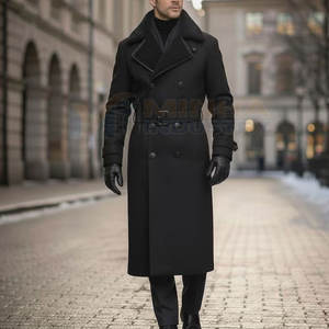 Manteau long pour homme en laine, style moderne, coupe ajustée, tissu léger en polyester, manteau long pour homme en vente en ligne - Product Image 2