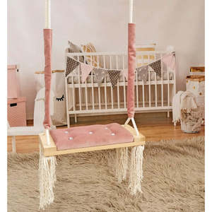 Balançoire en bois de style scandinave pour intérieur/extérieur, pour enfants et adultes, avec siège confortable - Product Image 1