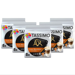 Cápsulas de Café Tassimo L'OR Caramel Latte Macchiato x8 (Paquete de 5, Total 40 Bebidas) - Product Image 1
