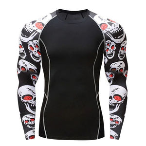 Men's High-Demand Skull Top Design Gym Rash Guard Custom Breathable High Quality Fitness Tight <b>Shirt</b> Fightwear <b>Compression</b> <b>Shirt</b> - Product Image 1