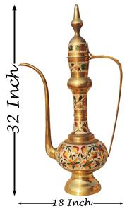 Pichet à Boissons en Laiton Pur avec Couvercle et Poignée, Style Dallah Arabe, Jug en Laiton, Taille, Forme et Couleur Personnalisables, Vaisselle Métallique - Product Image 2