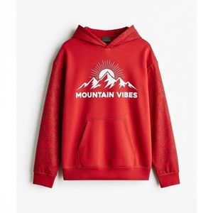 Sudadera con capucha con logo de Mountain Vibes para mujer, sudadera informal con estampado gráfico para aventuras al aire libre - Product Image 2