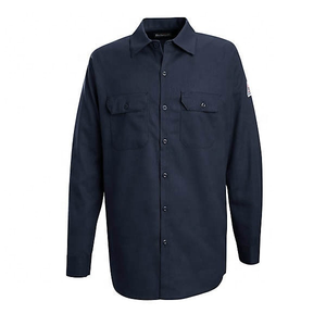 Chemise de travail pour hommes bleu clair 100% coton Chemise de protection de sécurité personnalisée OEM Prix abordable - Product Image 2