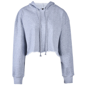 Sweat à capuche court d'hiver pour femme, marque privée, en molleton de coton doux, logo frontal, écologique, fournisseur en gros, OEM ODM disponible - Product Image 2